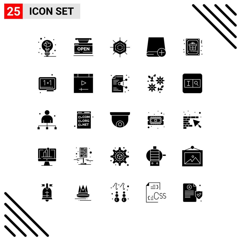 Set of 25 Modern UI Icons Symbols Signs for card drive online devices add Editable Vector Design Elements