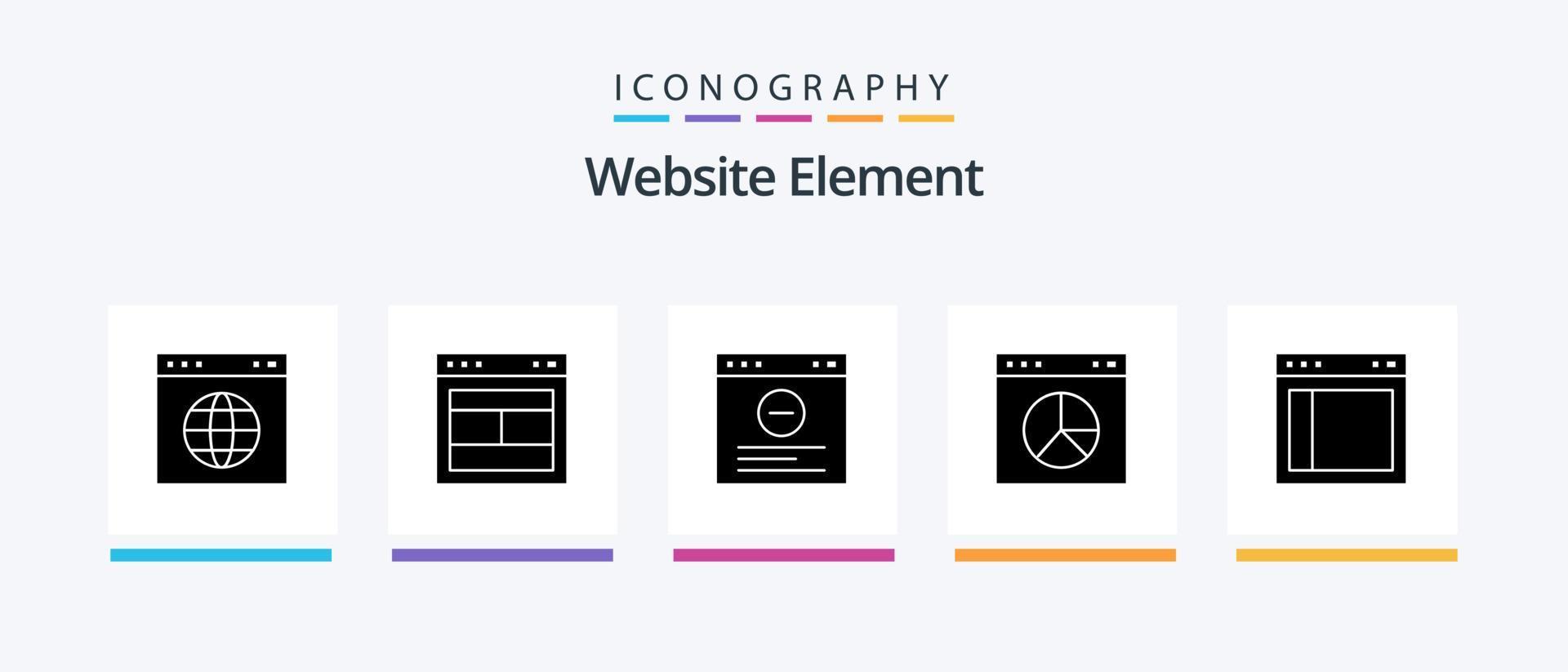 paquete de iconos del glifo 5 del elemento del sitio web que incluye la interfaz. sitio web. sitio web. presentación. negocio. diseño de iconos creativos vector