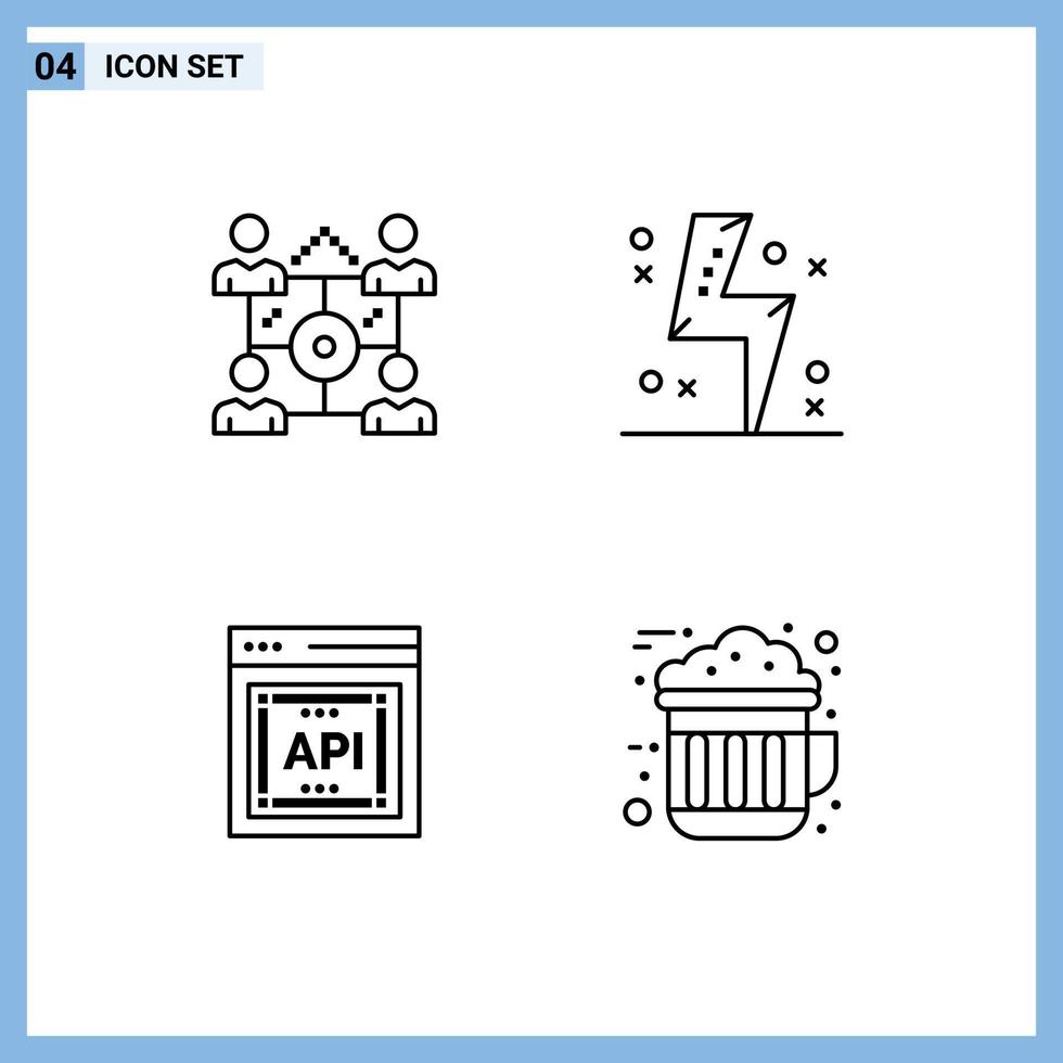 4 Universal Filledline Flat Colors Set for Web and Mobile Applications business api share electricity application programmer interface Editable Vector Design Elements