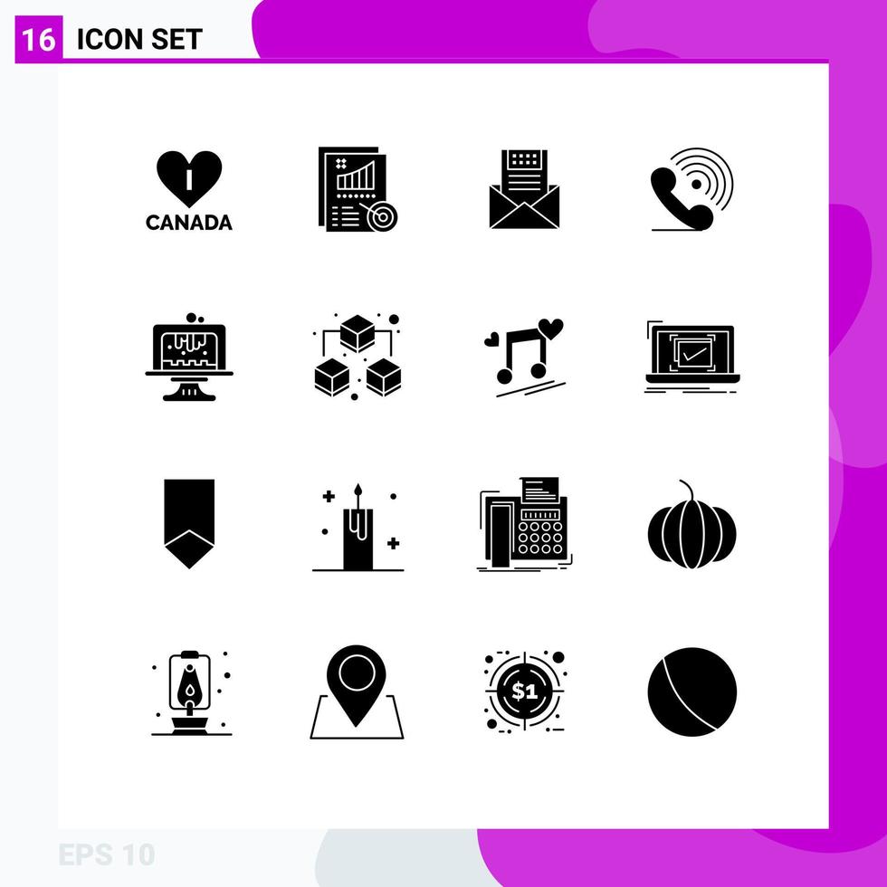 16 Creative Icons Modern Signs and Symbols of receiver call communication message letter Editable Vector Design Elements