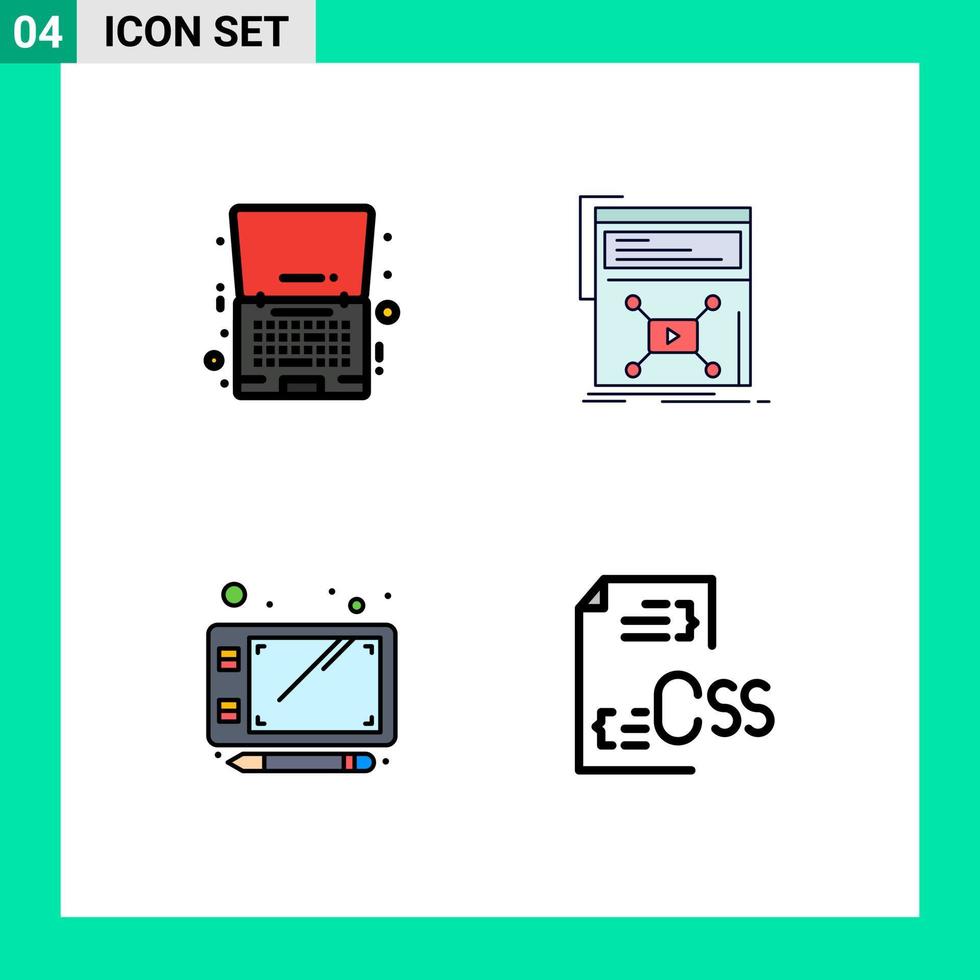 Set of 4 Modern UI Icons Symbols Signs for friday website notebook page sketch Editable Vector Design Elements