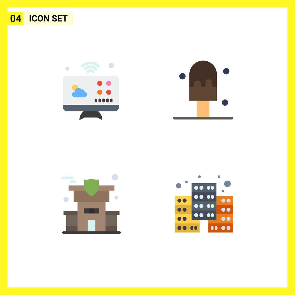 Modern Set of 4 Flat Icons and symbols such as communications digital internet of things home database Editable Vector Design Elements