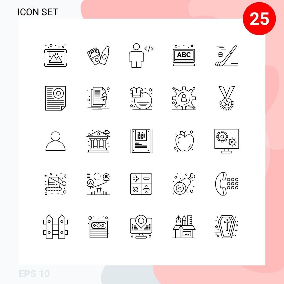 25 Thematic Vector Lines and Editable Symbols of ice school body online abc Editable Vector Design Elements