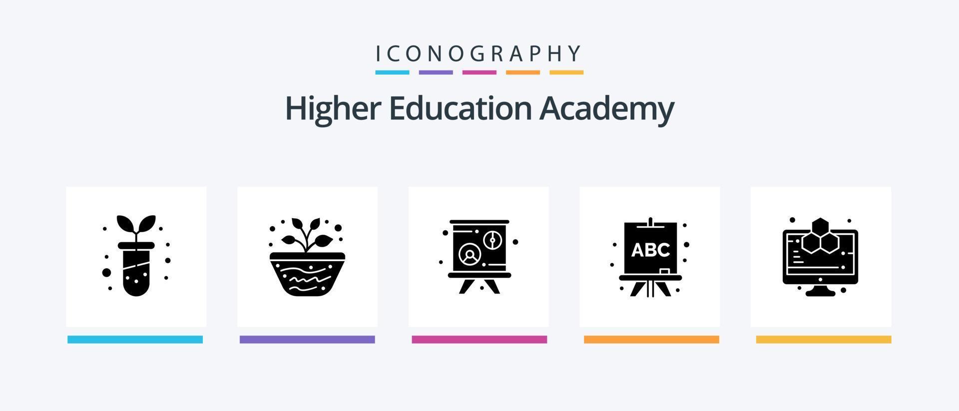 paquete de iconos de academia glifo 5 que incluye estudio. computadora. pizarra. analítica. junta. diseño de iconos creativos vector