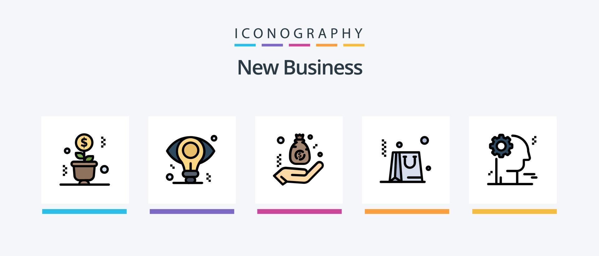 New Business Line Filled 5 Icon Pack Including bulb . business . shopping. shop. Creative Icons Design vector