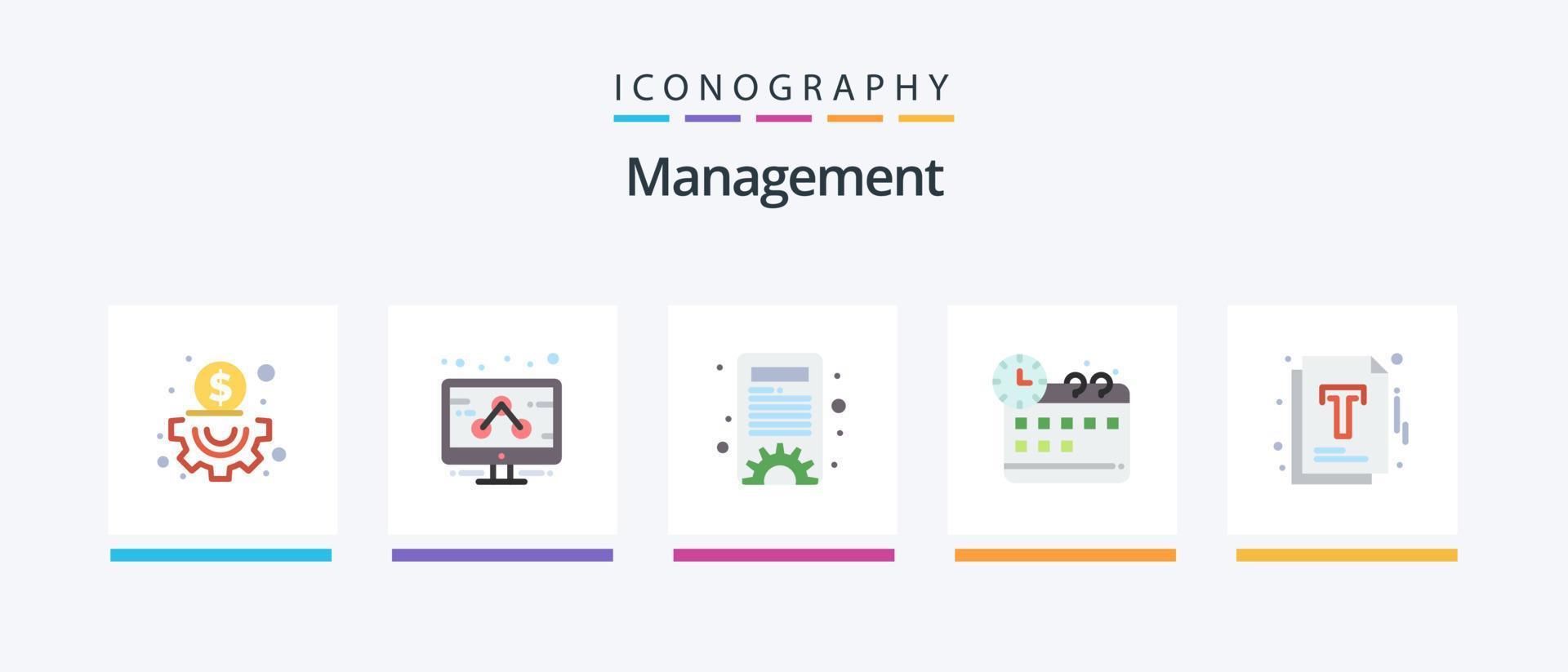 Management Flat 5 Icon Pack Including . optimization. settings. management. document. Creative Icons Design vector