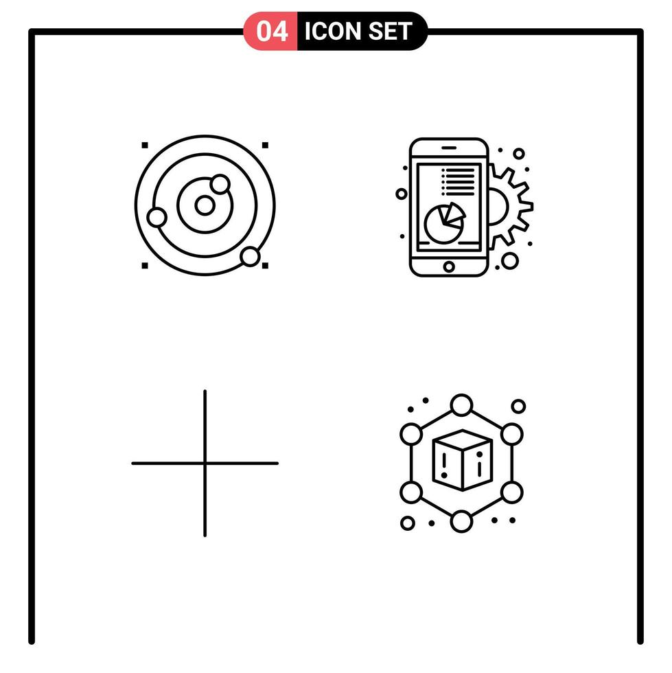 4 iconos creativos signos y símbolos modernos de órbita sistema solar móvil digital nuevos elementos de diseño vectorial editables vector