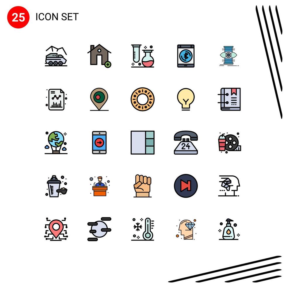 25 User Interface Filled line Flat Color Pack of modern Signs and Symbols of data bluetooth house tube laboratory Editable Vector Design Elements