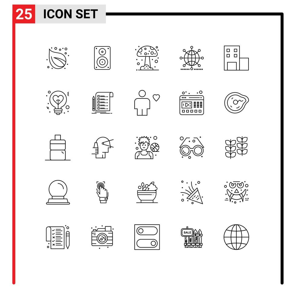 Group of 25 Modern Lines Set for education business professional network globe Editable Vector Design Elements