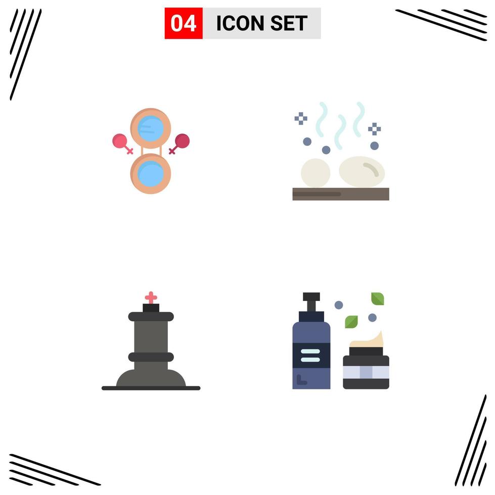 Pack of 4 Modern Flat Icons Signs and Symbols for Web Print Media such as mirror figure beauty stones cosmetics Editable Vector Design Elements