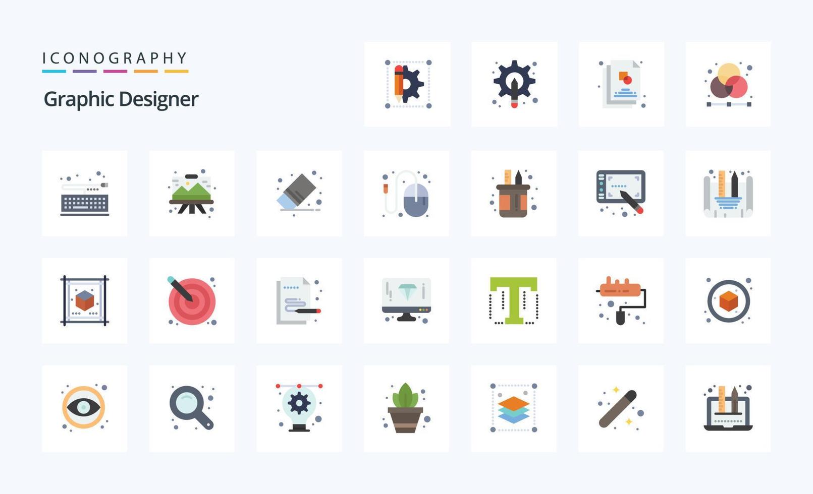 paquete de iconos de color plano de 25 diseñadores gráficos vector