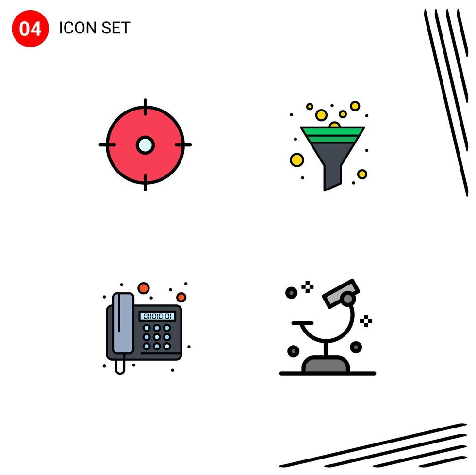 4 Universal Filledline Flat Colors Set for Web and Mobile Applications archer telephone aim sort biology Editable Vector Design Elements
