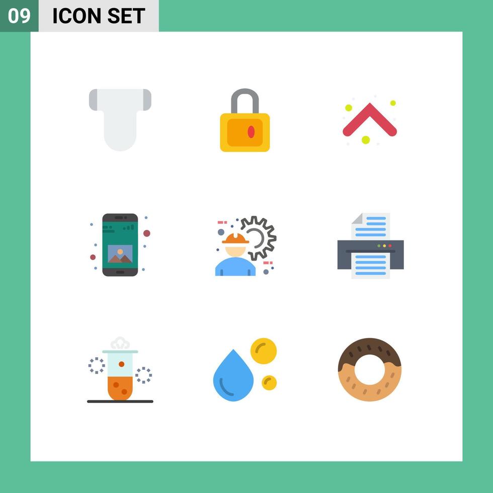 Modern Set of 9 Flat Colors and symbols such as engineer architect arrows mobile application Editable Vector Design Elements