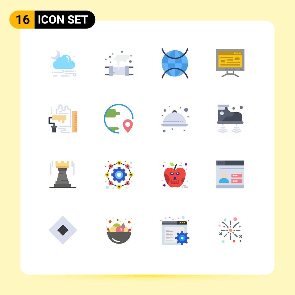 16 iconos creativos, signos y símbolos modernos de educación en pintura, estudio en Internet, computadora, paquete editable de elementos creativos de diseño de vectores. vector