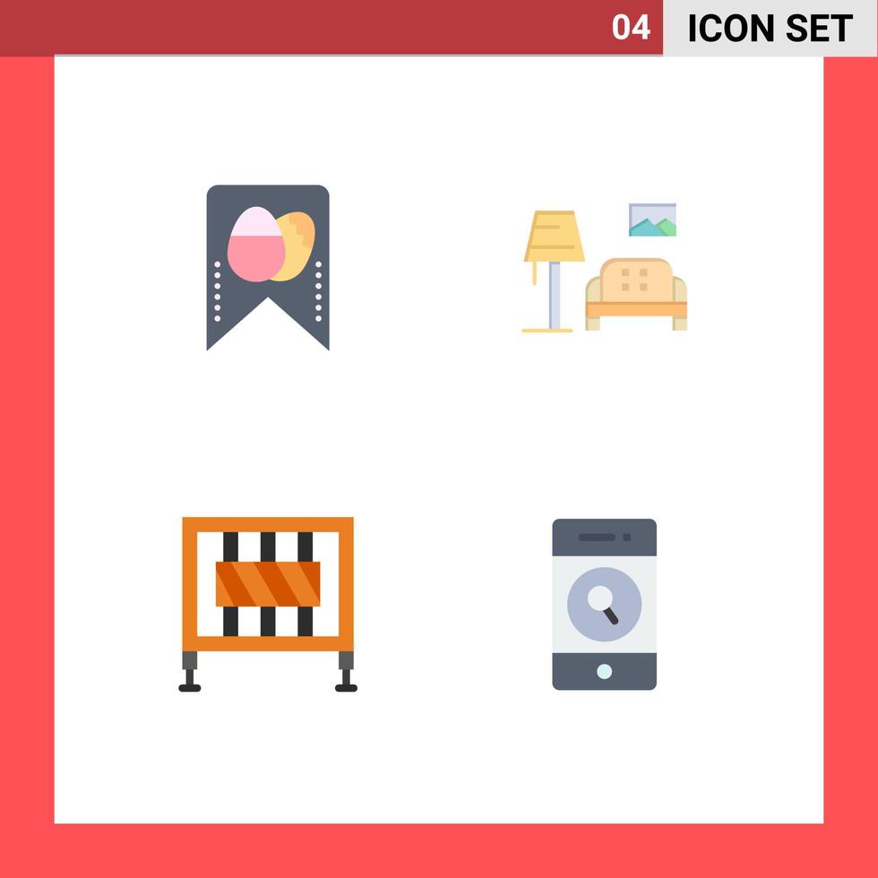 paquete de 4 iconos planos creativos de elementos de diseño de vectores editables para personas de la galería de bultos de la puerta de etiquetas