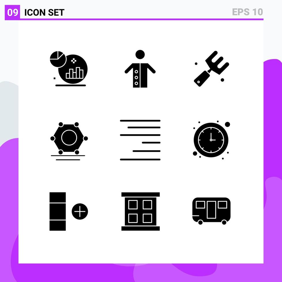 9 User Interface Solid Glyph Pack of modern Signs and Symbols of right super connected priest network fork Editable Vector Design Elements