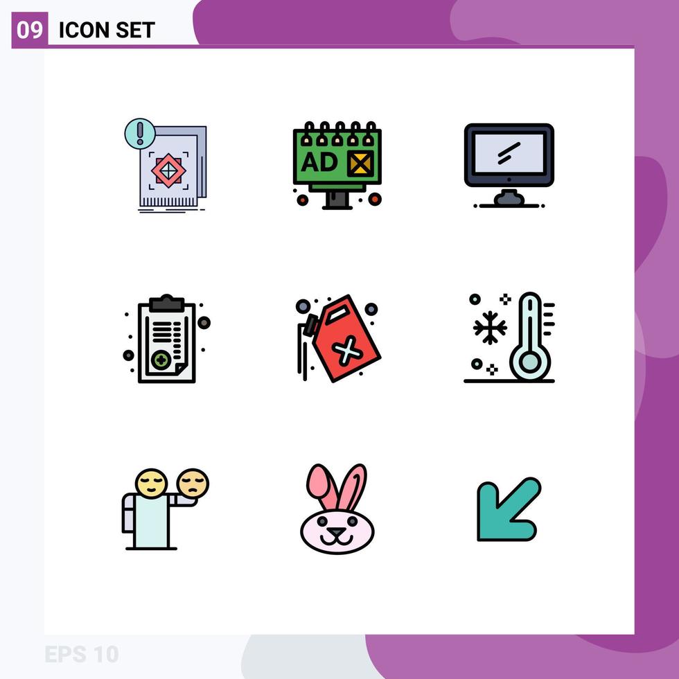 Stock Vector Icon Pack of 9 Line Signs and Symbols for can paper computer hospital pc Editable Vector Design Elements