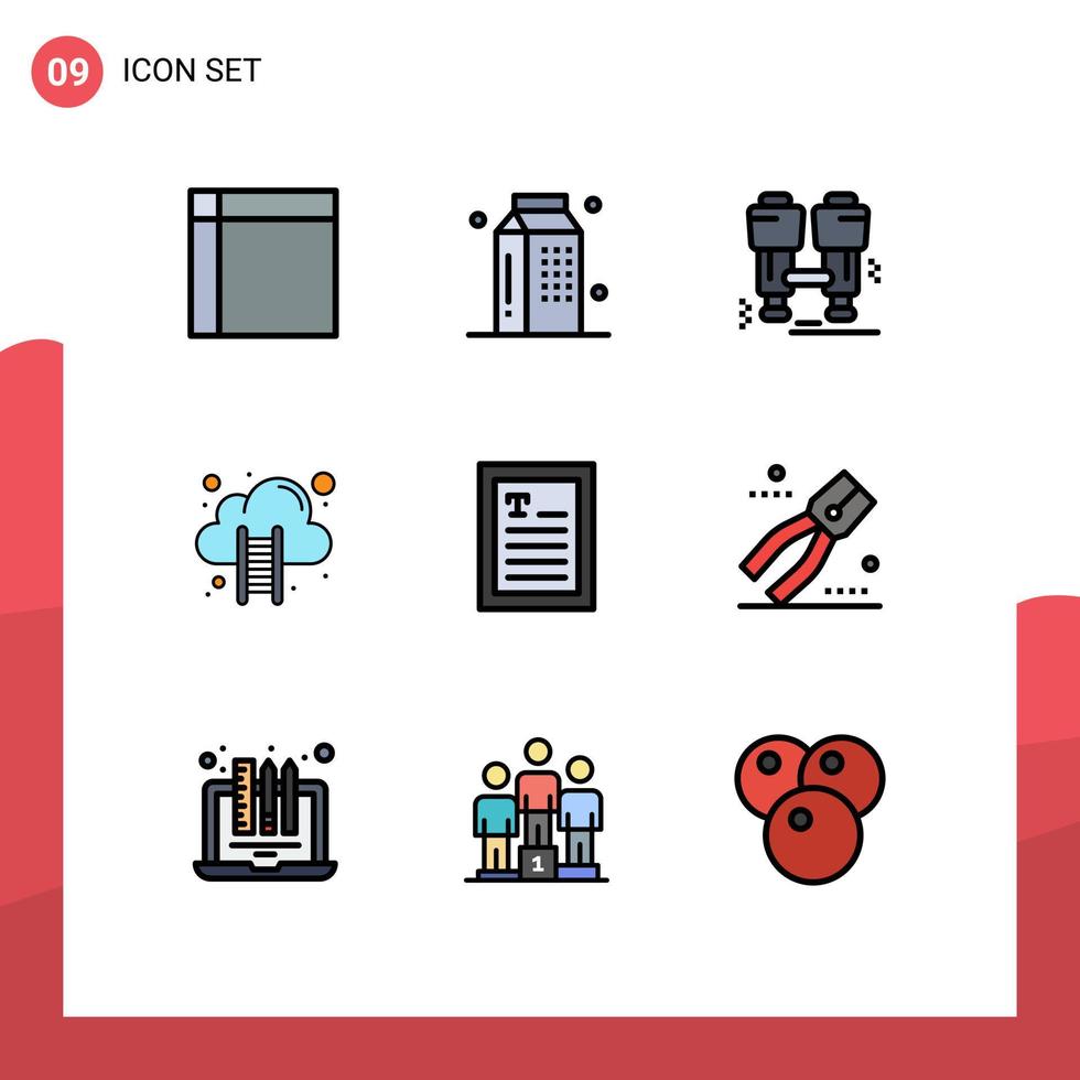 9 Creative Icons Modern Signs and Symbols of stairs cloud hosting meal cloud computing explore Editable Vector Design Elements