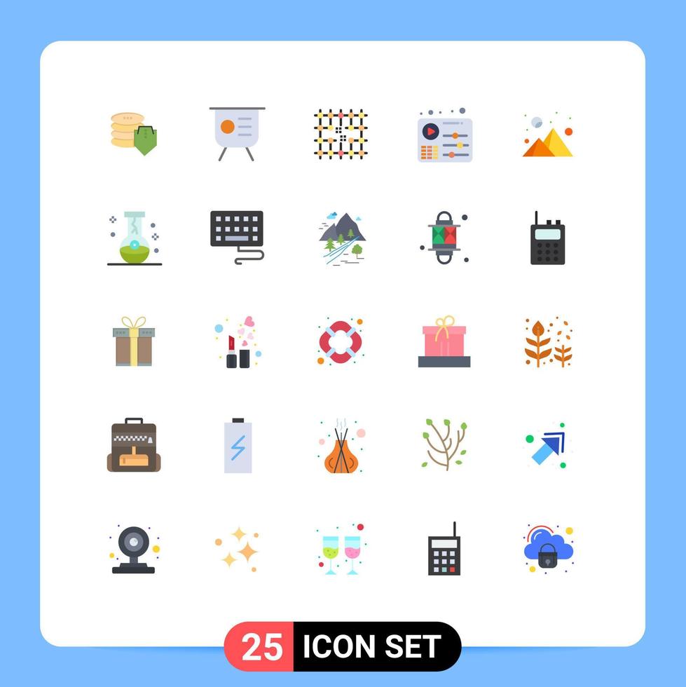 Set of 25 Modern UI Icons Symbols Signs for play equalizer presentation audio grid Editable Vector Design Elements