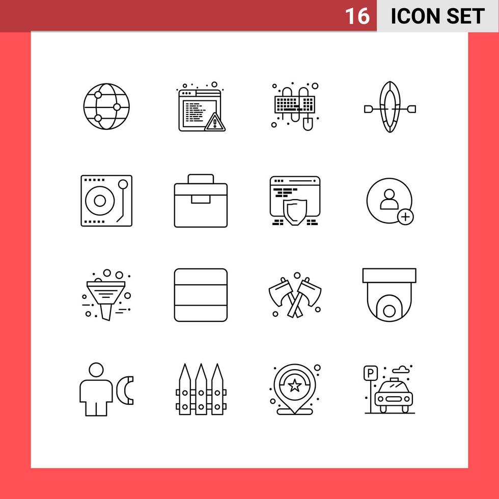 16 Creative Icons Modern Signs and Symbols of box music keyboard media beach Editable Vector Design Elements