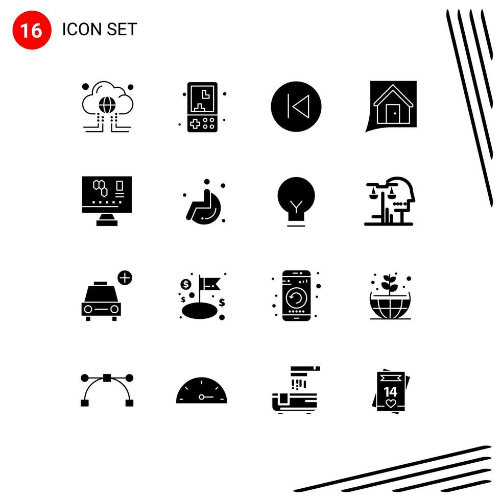 Solid Glyph Pack of 16 Universal Symbols of conversation contact kids music arrows Editable Vector Design Elements