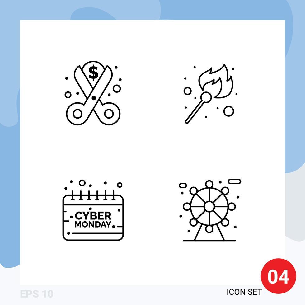 4 Creative Icons Modern Signs and Symbols of costs calendar reduction flame holding Editable Vector Design Elements