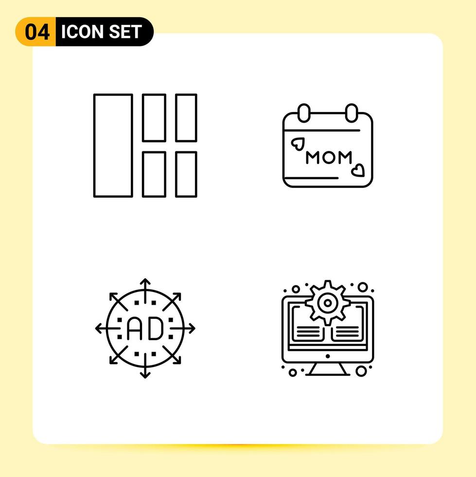 Stock Vector Icon Pack of 4 Line Signs and Symbols for collage advertisement layout mom expand Editable Vector Design Elements