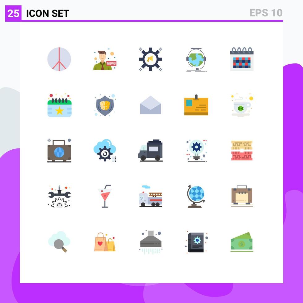 Mobile Interface Flat Color Set of 25 Pictograms of calendar e learning announcement online consultation Editable Vector Design Elements