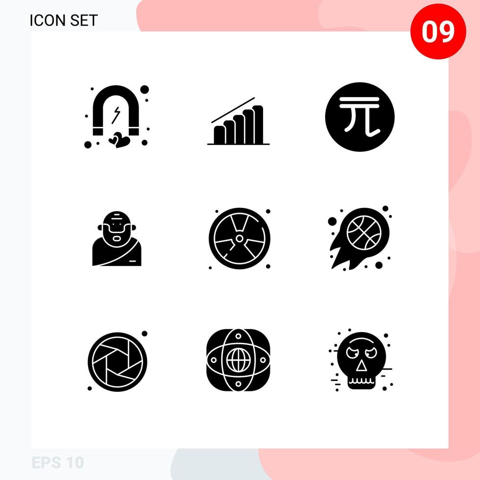 9 iconos creativos signos y símbolos modernos del antiguo análisis griego dios dinero elementos de diseño vectorial editables vector