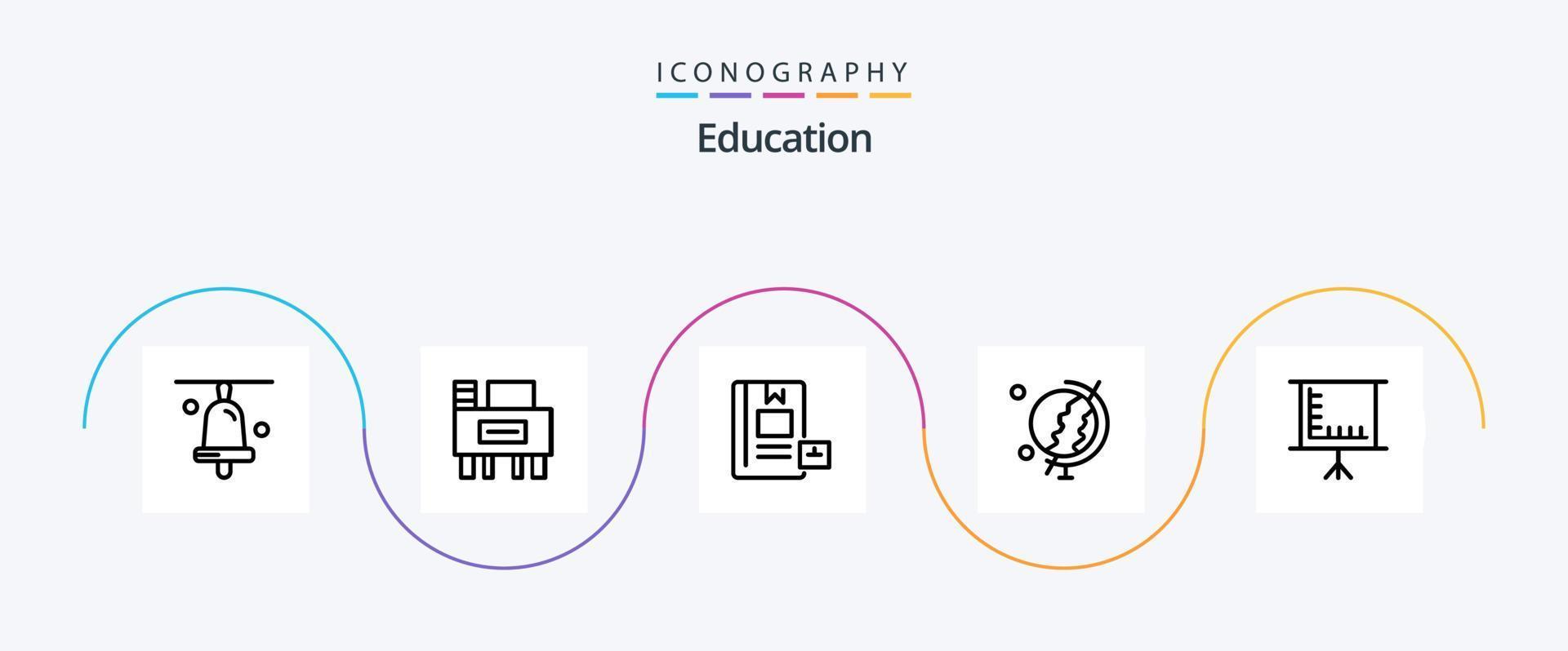 paquete de iconos de la línea de educación 5 que incluye pizarra. globo. libro. educación. aprendiendo vector