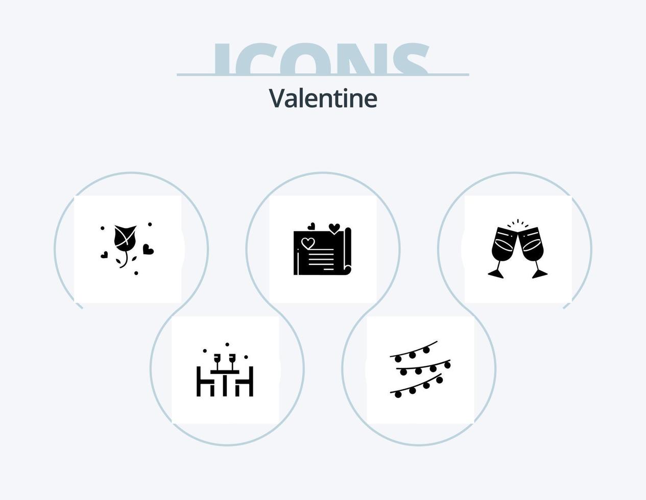 paquete de iconos de glifos de san valentín 5 diseño de iconos. proponer. flor. amar. rosa. celebre vector