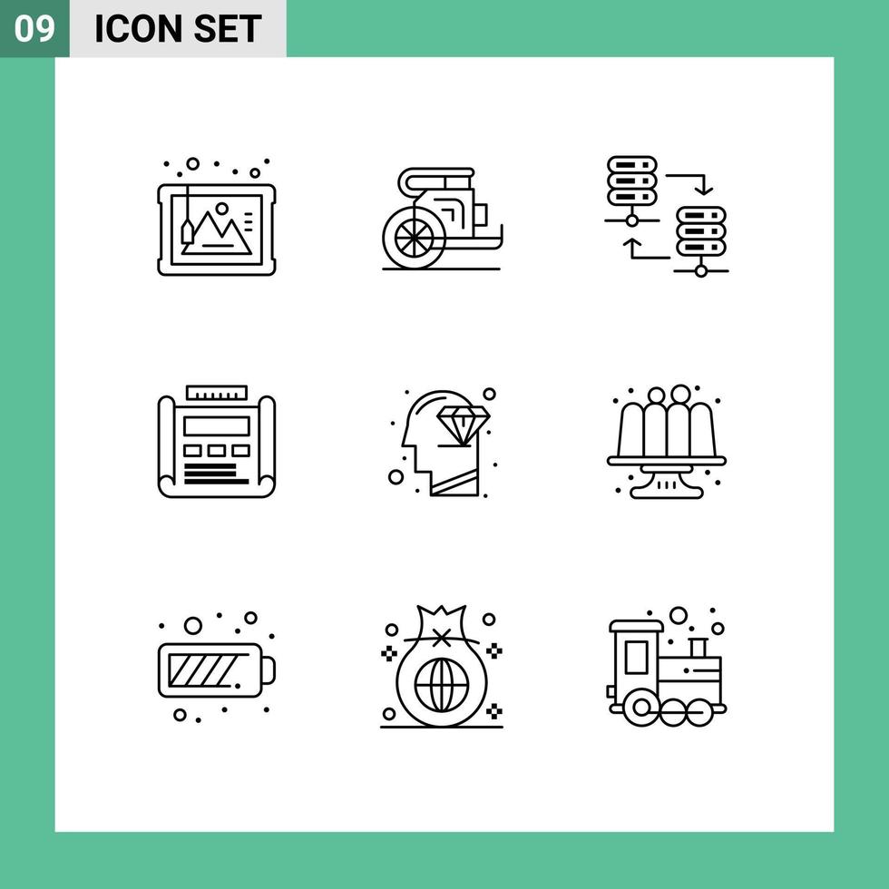 Stock Vector Icon Pack of 9 Line Signs and Symbols for layout development greece design share Editable Vector Design Elements