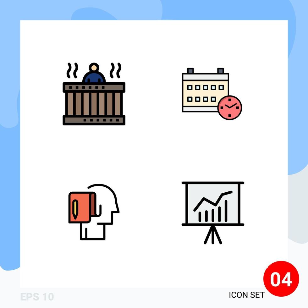 Modern Set of 4 Filledline Flat Colors Pictograph of hot begin spa day list Editable Vector Design Elements