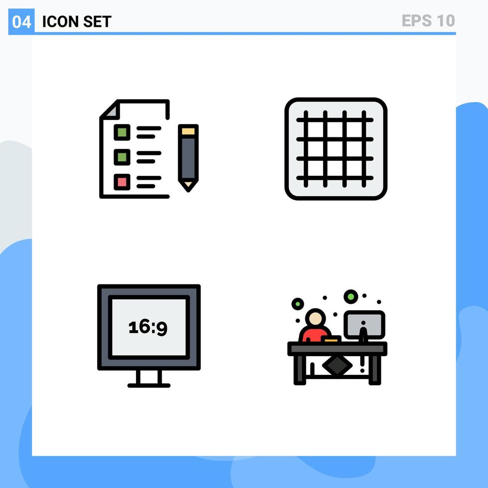 Set of 4 Modern UI Icons Symbols Signs for education hd science layout counter Editable Vector Design Elements