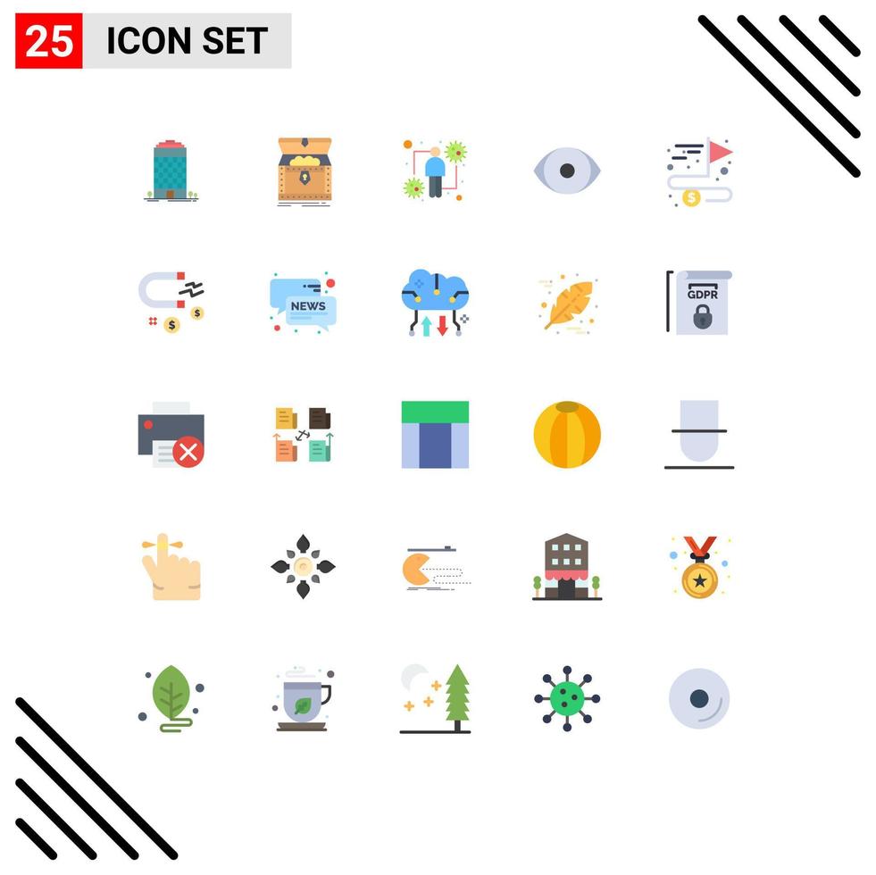 25 Universal Flat Colors Set for Web and Mobile Applications vision face treasure eye infect Editable Vector Design Elements