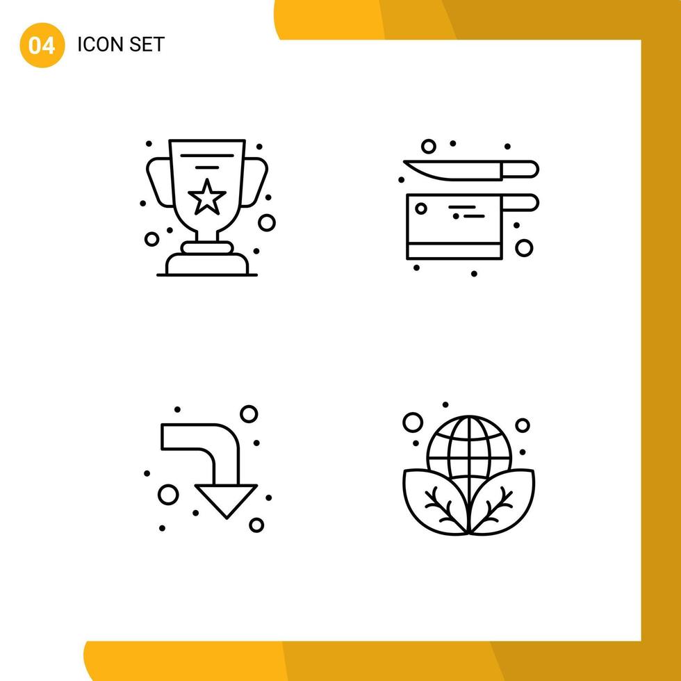 conjunto de 4 iconos de ui modernos símbolos signos para logro recargar educación utensilio día de la tierra elementos de diseño vectorial editables vector