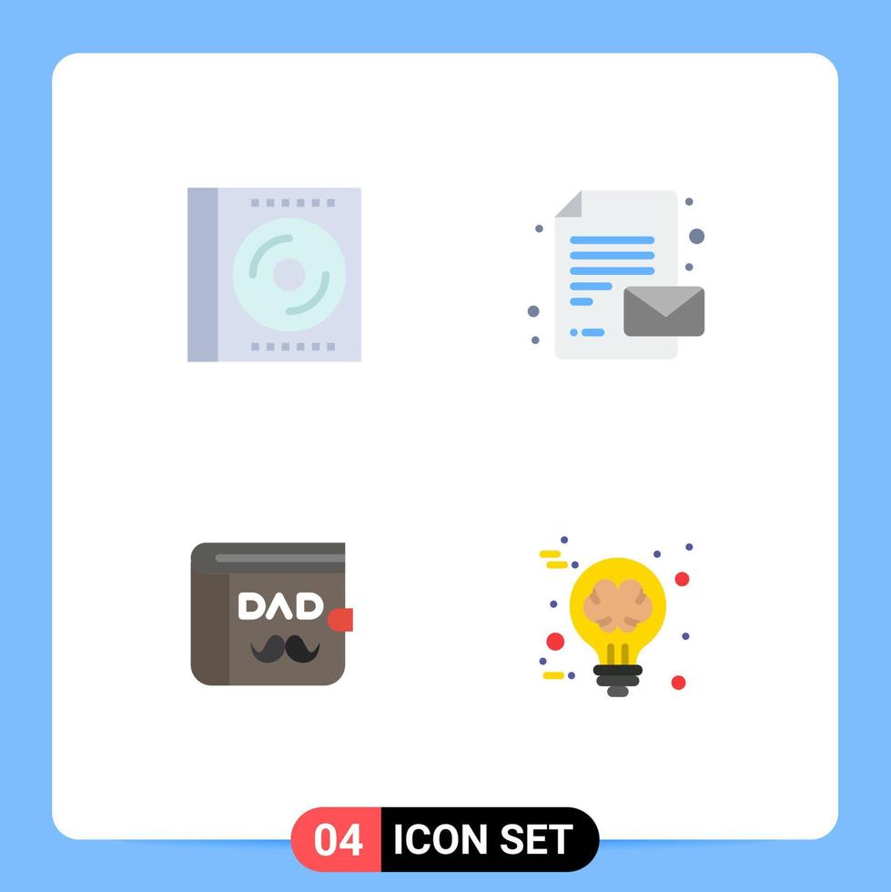 Universal Icon Symbols Group of 4 Modern Flat Icons of blu ray dad digital paper fathers day Editable Vector Design Elements