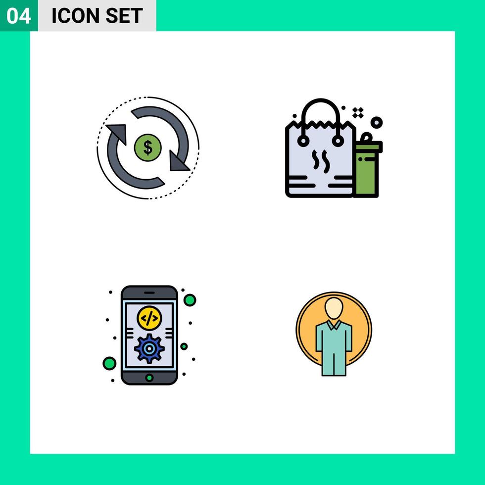 4 Filledline Flat Color concept for Websites Mobile and Apps circulation eid market bag coding Editable Vector Design Elements