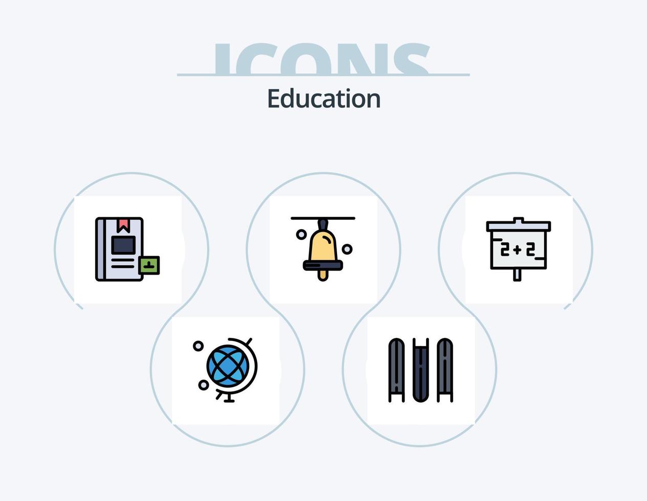 Education Line Filled Icon Pack 5 Icon Design. blackboard. files. e. education. school vector
