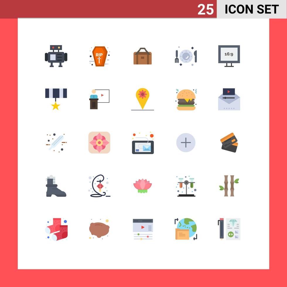 25 Creative Icons Modern Signs and Symbols of display fork equipment knife plate Editable Vector Design Elements