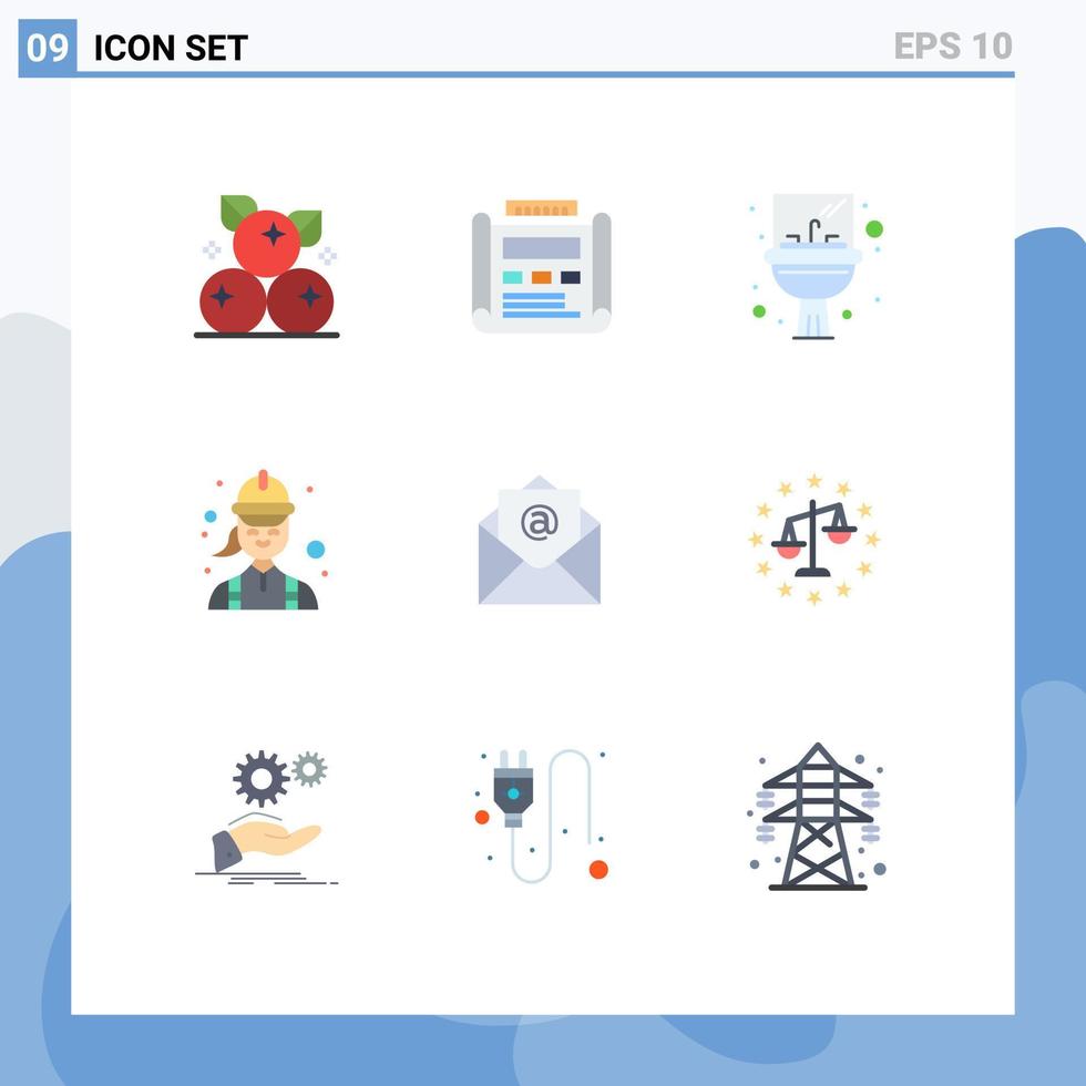 9 Universal Flat Colors Set for Web and Mobile Applications technician engineer layout electrician mirror Editable Vector Design Elements