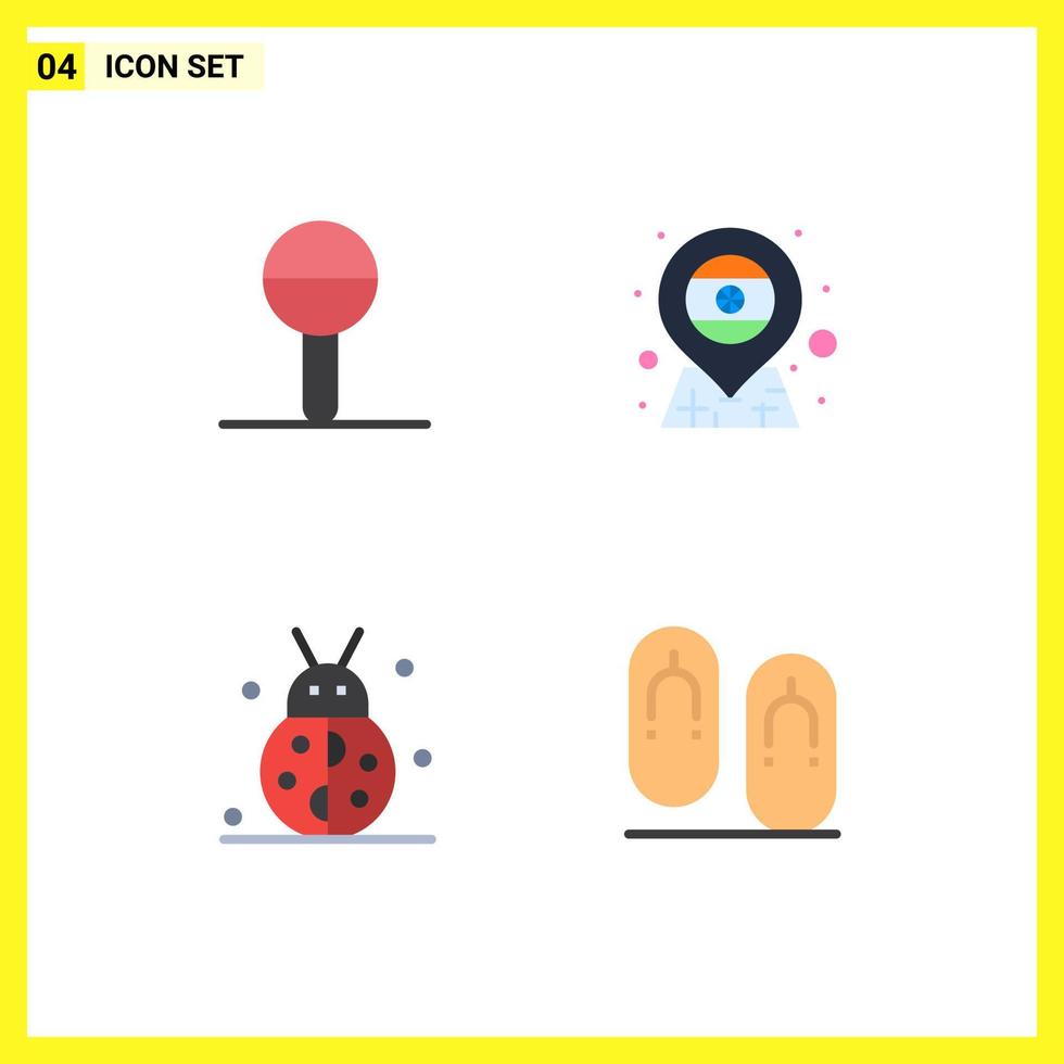 Set of 4 Modern UI Icons Symbols Signs for baby beetle bug rattle flag thanksgiving Editable Vector Design Elements