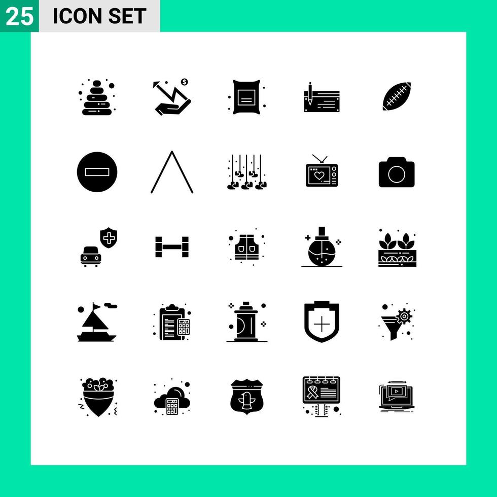 25 User Interface Solid Glyph Pack of modern Signs and Symbols of payment finance branch banking account Editable Vector Design Elements