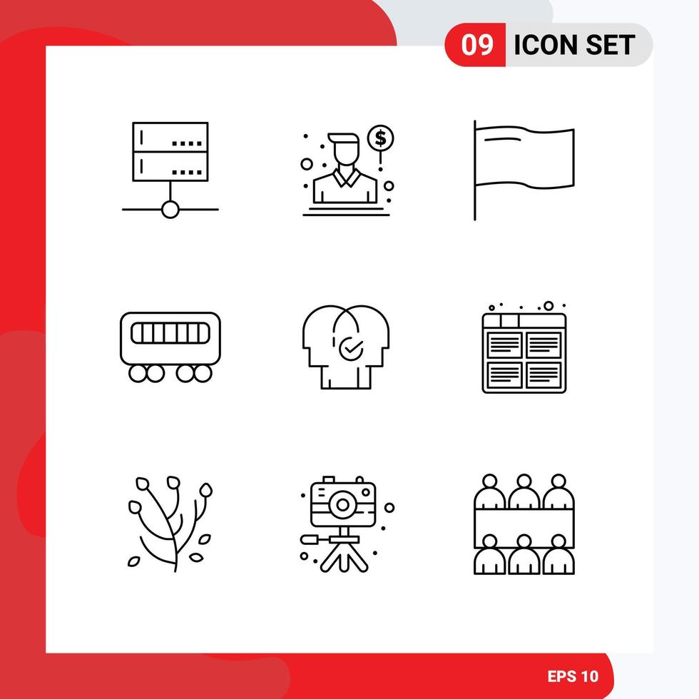 9 Thematic Vector Outlines and Editable Symbols of modern business salesman train passenger Editable Vector Design Elements