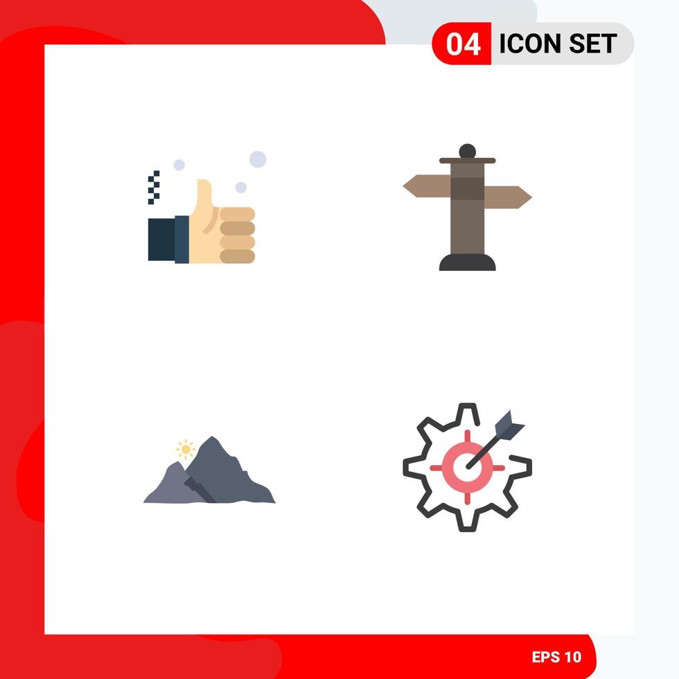 Modern Set of 4 Flat Icons and symbols such as business landscape like sign nature Editable Vector Design Elements