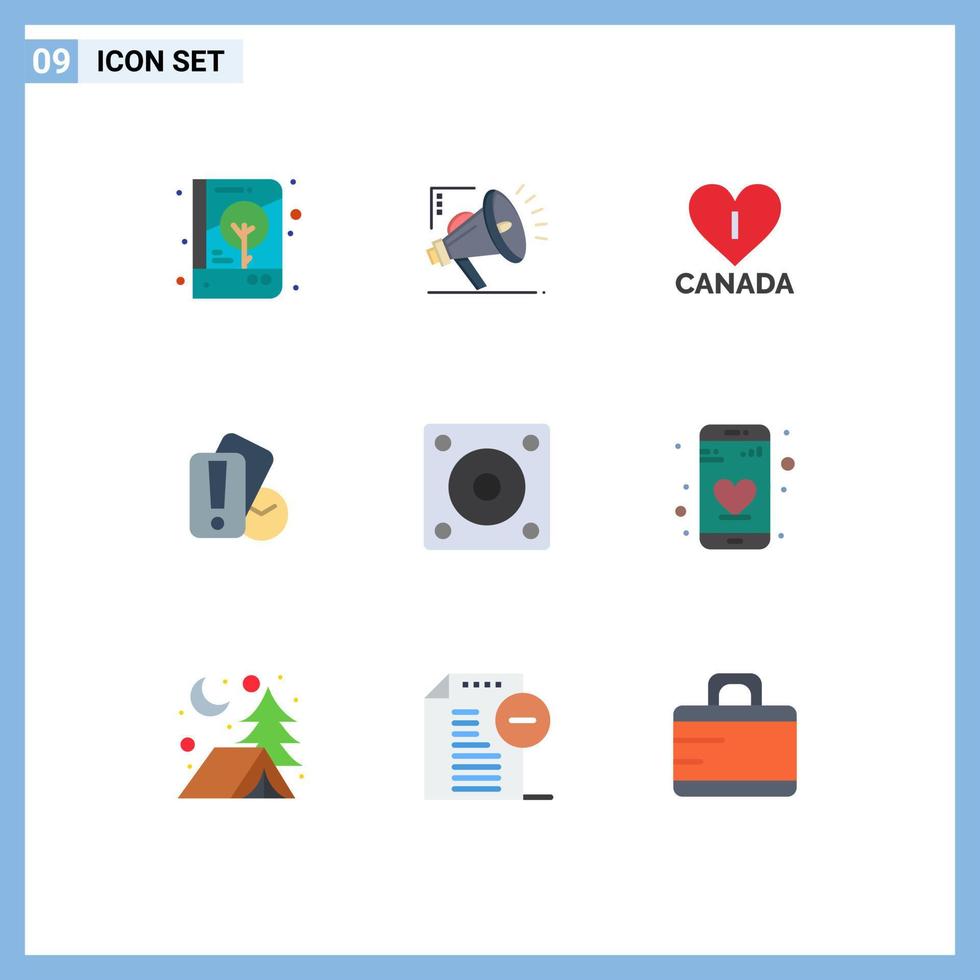 9 User Interface Flat Color Pack of modern Signs and Symbols of gadgets referee digital holding card Editable Vector Design Elements