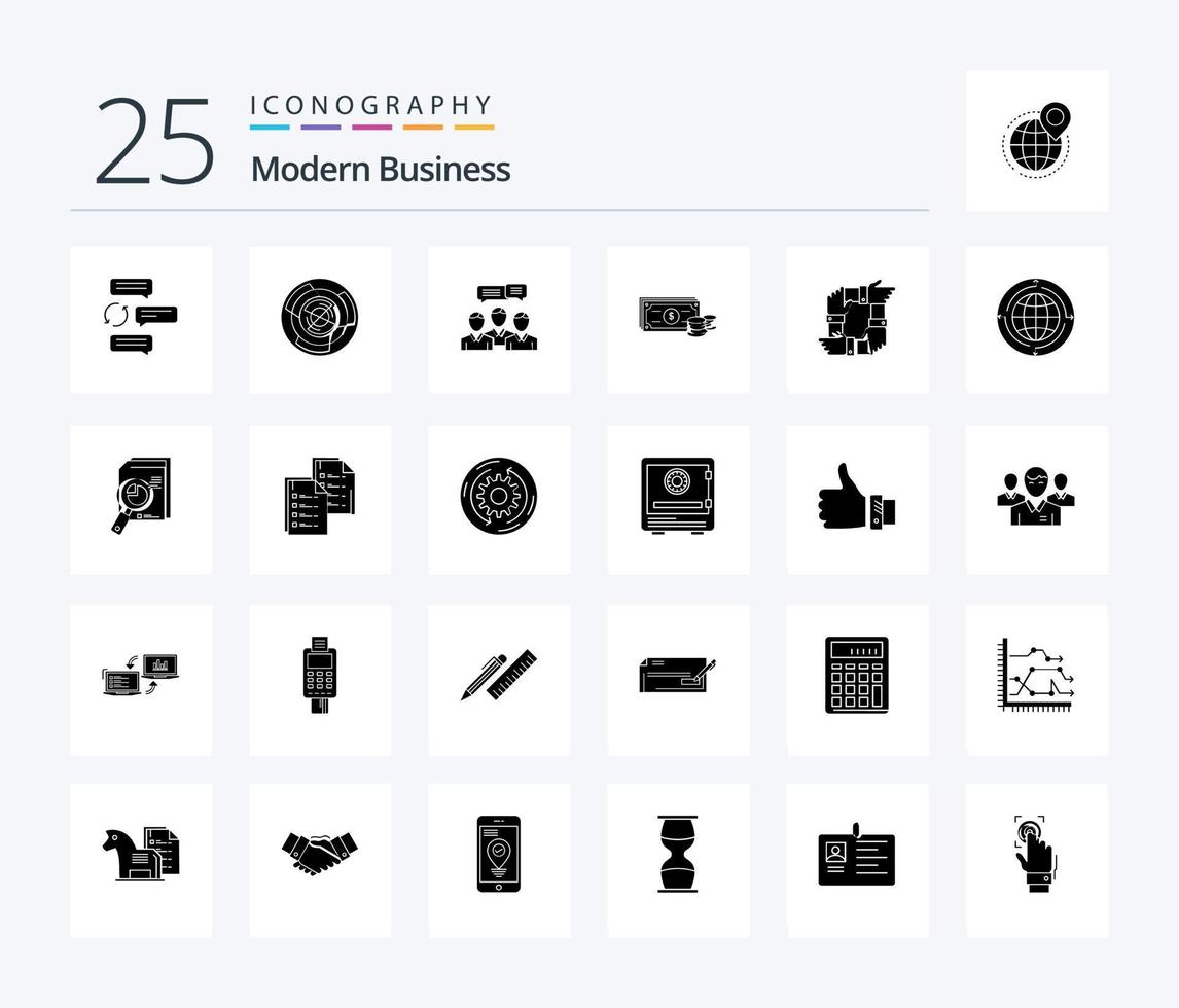Modern Business 25 Solid Glyph icon pack including meeting. consulting. challenge. business. maze vector