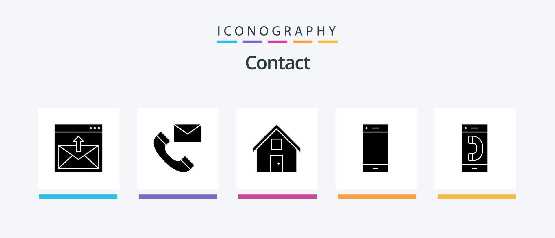 paquete de iconos de glifo 5 de contacto que incluye teléfono. llamar. contactos. hogar. conversación. diseño de iconos creativos vector