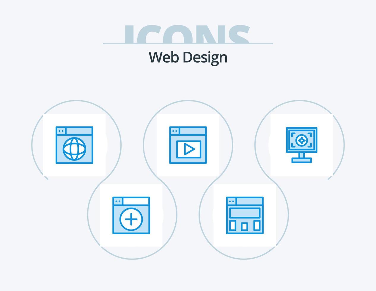 diseño web paquete de iconos azules 5 diseño de iconos. diseño. marca. diseño. video. web vector