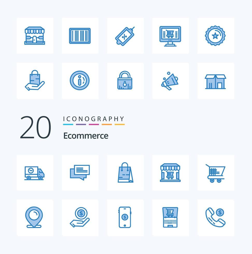 20 Ecommerce Blue Color icon Pack like cart shopping shopping shop shop vector